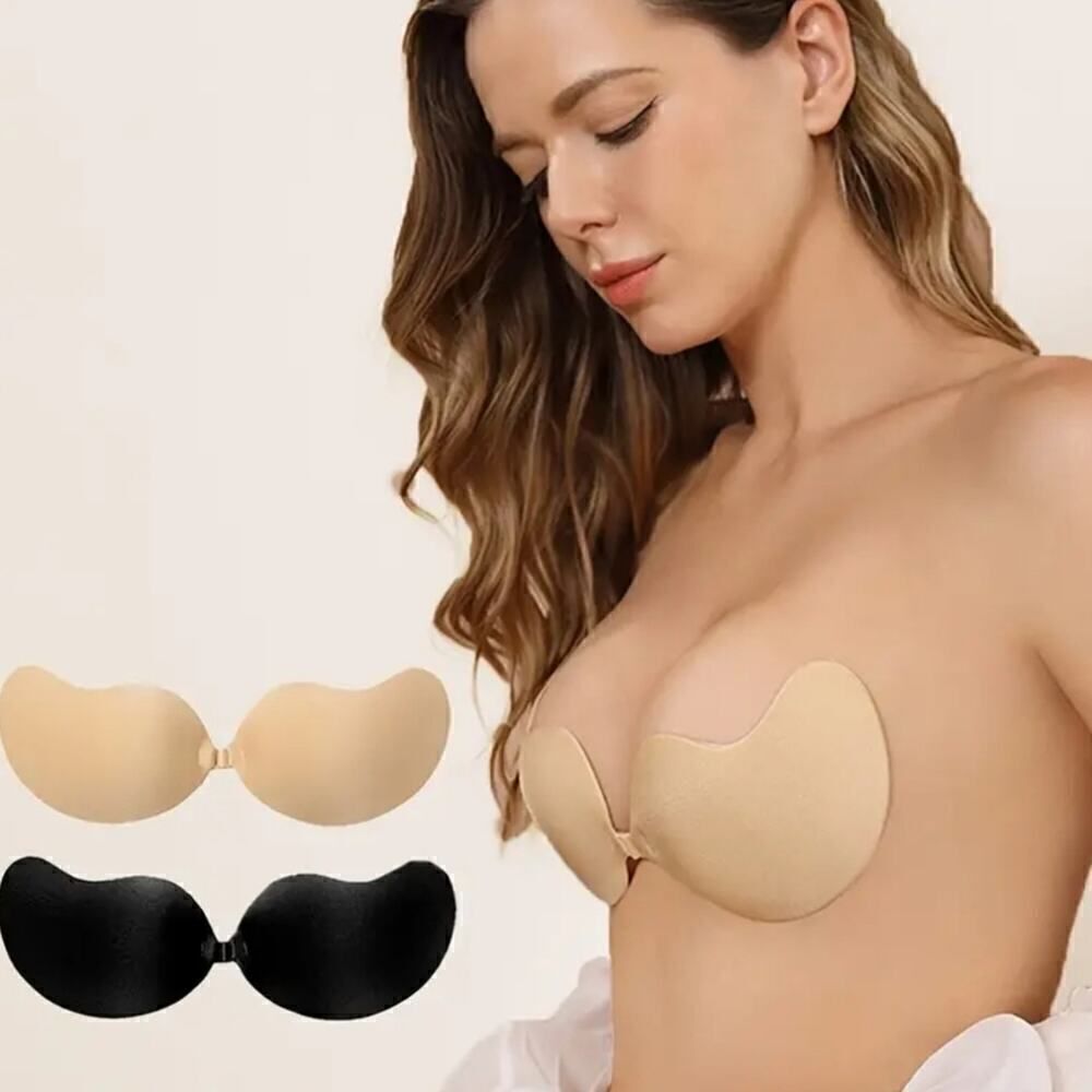 Adhesive Bra Seamless Chest Cover for Backless Dresse - Black or Beige